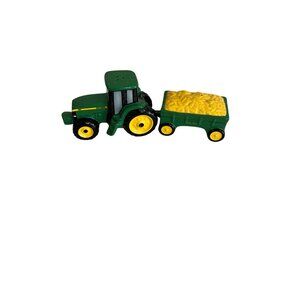 John Deere Tractor & Trailer Salt & Pepper Shakers 1998 Green & Yellow Ceramic F